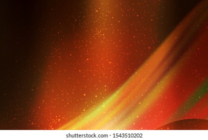 Dark Orange vector pattern with night sky stars. Blurred decorative design in simple style with galaxy stars. Pattern for futuristic ad, booklets.