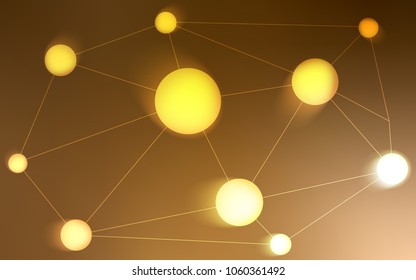 Dark Orange vector pattern with spheres, triangles. Glitter abstract illustration with connection of triangle structure. Beautiful design for your business advert.