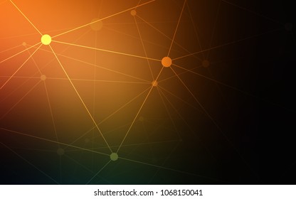 Dark Orange vector pattern with spheres, triangles. Decorative design in abstract style with triangle structure. Pattern can be used for futuristic ad, booklets.