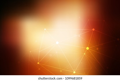 Dark Orange vector pattern with spheres, triangles. Colorful illustration with circles and lines in futuristic style. Pattern can be used as texture of wallpapers.