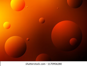 Dark Orange vector pattern with spheres. Glitter abstract illustration with blurred drops of rain. The pattern can be used for aqua ad, booklets.