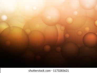 Dark Orange vector pattern with spheres. Glitter abstract illustration with blurred drops of rain. The pattern can be used for beautiful websites.