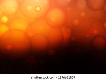 Dark Orange vector pattern with spheres. Abstract illustration with colored bubbles in nature style. Pattern can be used as texture of water, rain drops.