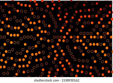 Dark Orange vector pattern with spheres. Blurred bubbles on abstract background with colorful gradient. Template for your brand book.