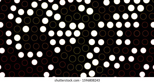 Dark Orange vector pattern with spheres. Glitter abstract illustration with colorful drops. Pattern for business ads.