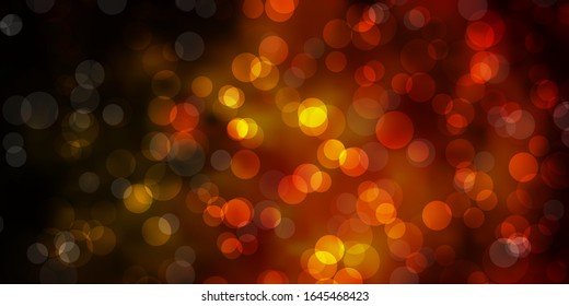 Dark Orange vector pattern with spheres. Abstract illustration with colorful spots in nature style. Pattern for business ads.