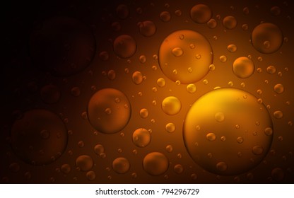 Dark Orange vector pattern with spheres. Modern abstract illustration with colorful water drops. Pattern can be used as texture of water, rain drops.