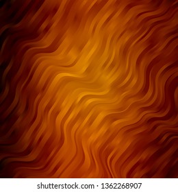 Dark Orange vector pattern with wry lines. Abstract illustration with gradient bows. Pattern for commercials, ads.