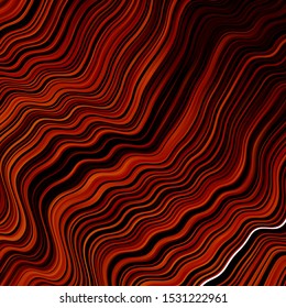 Dark Orange vector pattern with wry lines. Illustration in abstract style with gradient curved.  Design for your business promotion.