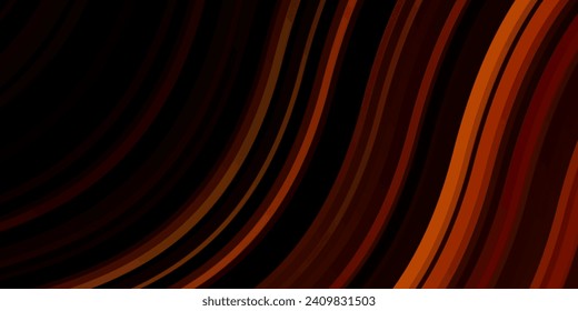Dark Orange vector pattern with wry lines. Illustration in halftone style with gradient curves. Template for your UI design.