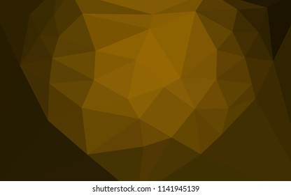Dark Orange vector polygon abstract layout with a heart in a centre. Illustration in Origami style with gradient. Brand new style for your business design.