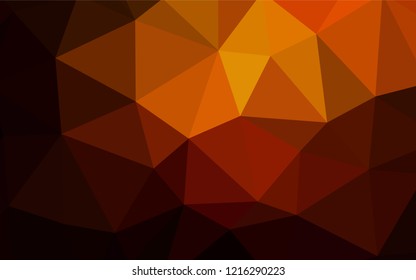 Dark Orange vector polygon abstract backdrop. Shining polygonal illustration, which consist of triangles. Polygonal design for your web site.