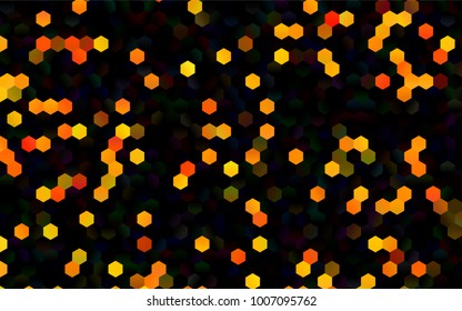Dark Orange vector polygonal illustration, which consist of hexagons. Hexagonal pattern for your business design. Geometric background in Origami style with gradient. 