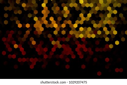 Dark Orange vector polygonal illustration, which consist of hexagons. Hexagonal pattern for your business design. Geometric background in Origami style with gradient. 