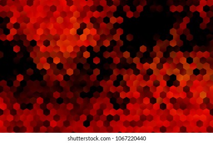 Dark Orange vector polygonal illustration, which consist of hexagons. Hexagonal pattern for your business design. Geometric background in Origami style with gradient. 
