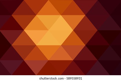 Dark Orange vector polygonal illustration, which consist of triangles. Triangular pattern for your business design. Geometric background in Origami style with gradient. 