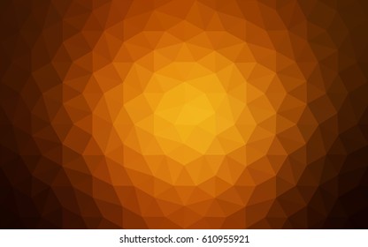Dark Orange vector polygonal illustration, which consist of triangles. Triangular design for your business. Creative geometric background in Origami style with gradient