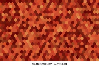 Dark Orange vector polygonal illustration, which consist of hexagons. Hexagonal pattern for your business design. Geometric background in Origami style with gradient. 