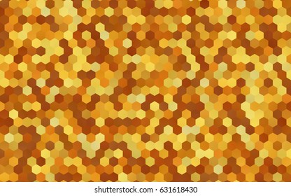 Dark Orange vector polygonal illustration, which consist of hexagons. Hexagonal design for your business. Creative geometric background in Origami style with gradient
