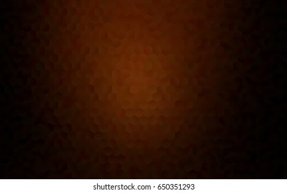 Dark Orange vector polygonal illustration, which consist of hexagons. Hexagonal pattern for your business design. Geometric background in Origami style with gradient. 