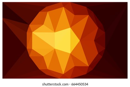 Dark Orange vector polygonal illustration, which consist of triangles with a gemstone in center. Triangular design of a huge diamond for your business. Creative geometric background of gems.