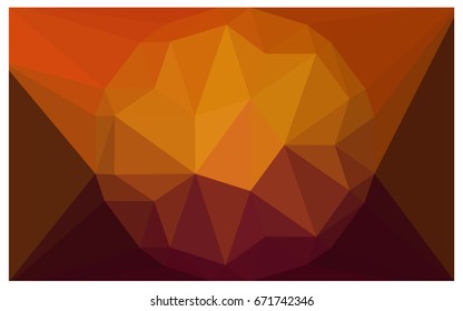 Dark Orange vector polygonal illustration, which consist of triangles with a gemstone in center. Triangular design of a huge diamond for your business. Creative geometric background of gems.