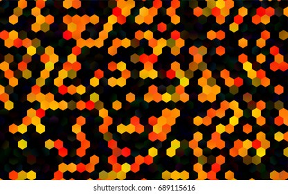 Dark Orange vector polygonal illustration, which consist of hexagons. Hexagonal pattern for your business design. Geometric background in Origami style with gradient. 