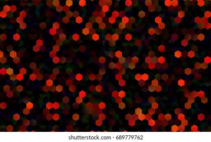 Dark Orange vector polygonal illustration, which consist of hexagons. Hexagonal design for your business. Creative geometric background in Origami style with gradient