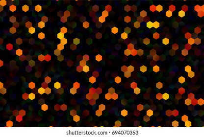 Dark Orange vector polygonal illustration, which consist of hexagons. Hexagonal pattern for your business design. Geometric background in Origami style with gradient. 