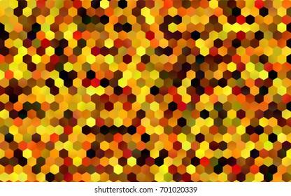 Dark Orange vector polygonal illustration, which consist of hexagons. Hexagonal design for your business. Creative geometric background in Origami style with gradient