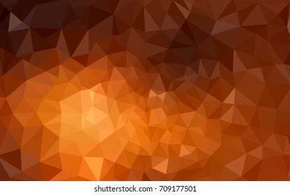 Dark Orange vector polygonal illustration, which consist of triangles. Triangular design for your business. Creative geometric background in Origami style with gradient