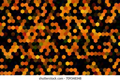Dark Orange vector polygonal illustration, which consist of hexagons. Hexagonal pattern for your business design. Geometric background in Origami style with gradient. 