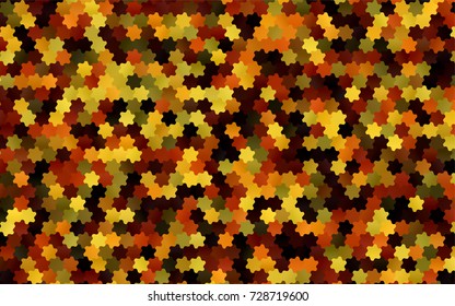 Dark Orange vector polygonal illustration, which consist of hexagons. Hexagonal pattern for your business design. Geometric background in Origami style with gradient. 