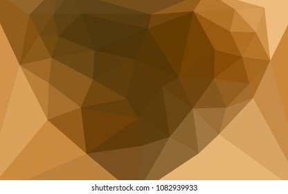 Dark Orange vector polygonal pattern with a heart in a centre. Elegant polygonal illustration with gradient. A new texture for your web site.