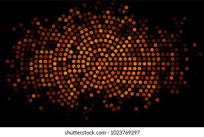 Dark Orange vector red banner with set of circles, dots. Donuts Background. Creative Design Template. Technological halftone illustration.