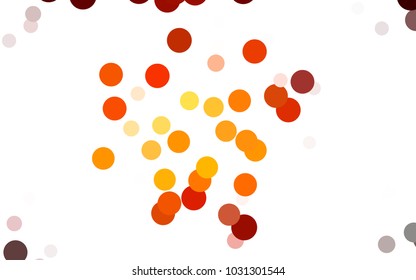 Dark Orange vector red banner with set of circles, dots. Donuts Background. Creative Design Template. Technological halftone illustration.