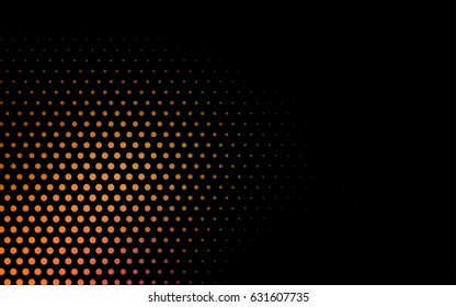 Dark Orange vector red banner with set of circles, dots. Donuts Background. Creative Design Template. Technological halftone illustration.