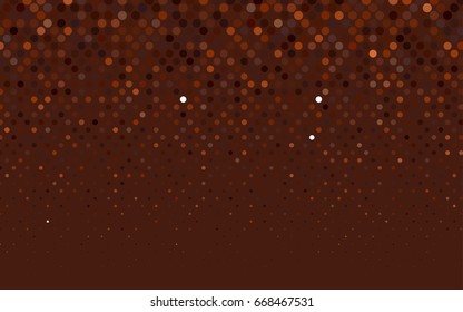 Dark Orange vector red banner with set of circles, dots. Donuts Background. Creative Design Template. Technological halftone illustration.