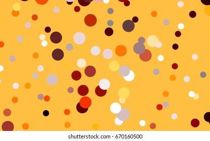 Dark Orange vector red banner with set of circles, dots. Donuts Background. Creative Design Template. Technological halftone illustration.