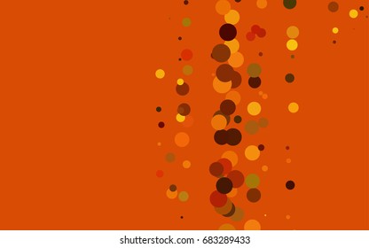 Dark Orange vector red banner with set of circles, dots. Donuts Background. Creative Design Template. Technological halftone illustration.