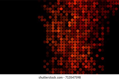 Dark Orange vector red banner with set of circles, dots. Donuts Background. Creative Design Template. Technological halftone illustration.