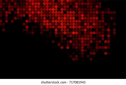 Dark Orange vector red banner with set of circles, dots. Donuts Background. Creative Design Template. Technological halftone illustration.