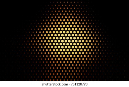 Dark Orange vector red banner with set of circles, dots. Donuts Background. Creative Design Template. Technological halftone illustration.