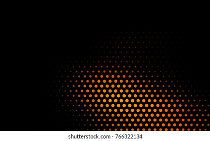 Dark Orange vector red banner with set of circles, dots. Donuts Background. Creative Design Template. Technological halftone illustration.