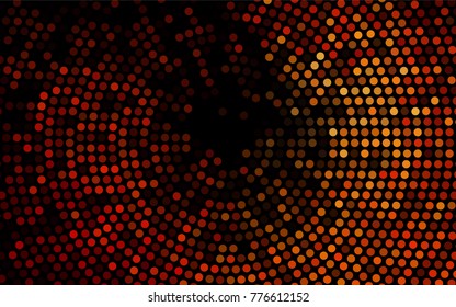 Dark Orange vector red banner with set of circles, dots. Donuts Background. Creative Design Template. Technological halftone illustration.