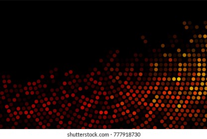Dark Orange vector red banner with set of circles, dots. Donuts Background. Creative Design Template. Technological halftone illustration.