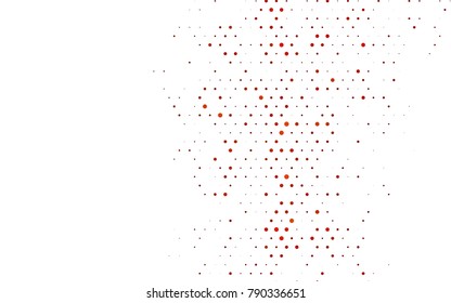 Dark Orange vector red banner with set of circles, dots. Donuts Background. Creative Design Template. Technological halftone illustration.
