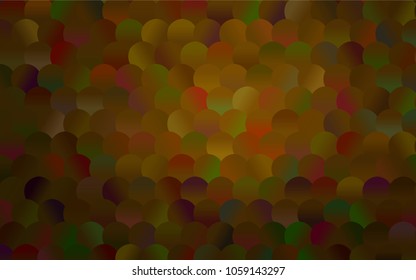 Dark Orange vector red pattern of geometric circles, shapes. Colorful mosaic banner. Geometric background with colored disks.