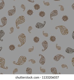 Dark Orange vector seamless abstract background with leaves and flowers. Glitter abstract illustration with leaves and flowers. Completely new template for your design.