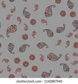 Dark Orange vector seamless abstract pattern with leaves and flowers. Colorful illustration in doodle style with leaves, flowers. Pattern for colorful books and pages for kids.